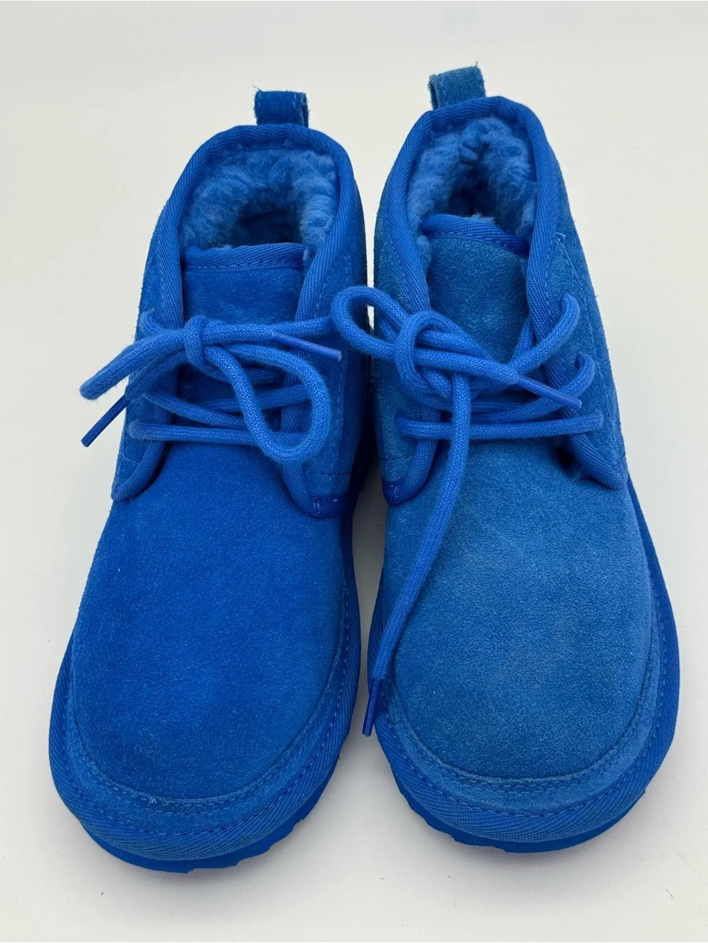 UGG Kids SIZE 1 Neumel II winter boys boots Blue Suede Lace Up shearling warm